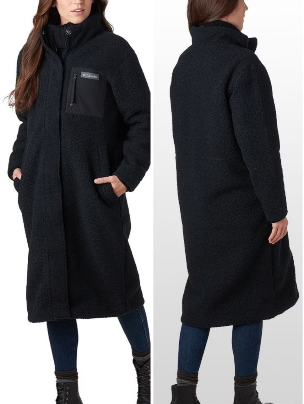 Columbia Women’s Panorama Full length Fleece Coat Jacket Omni-Heat Black Size M